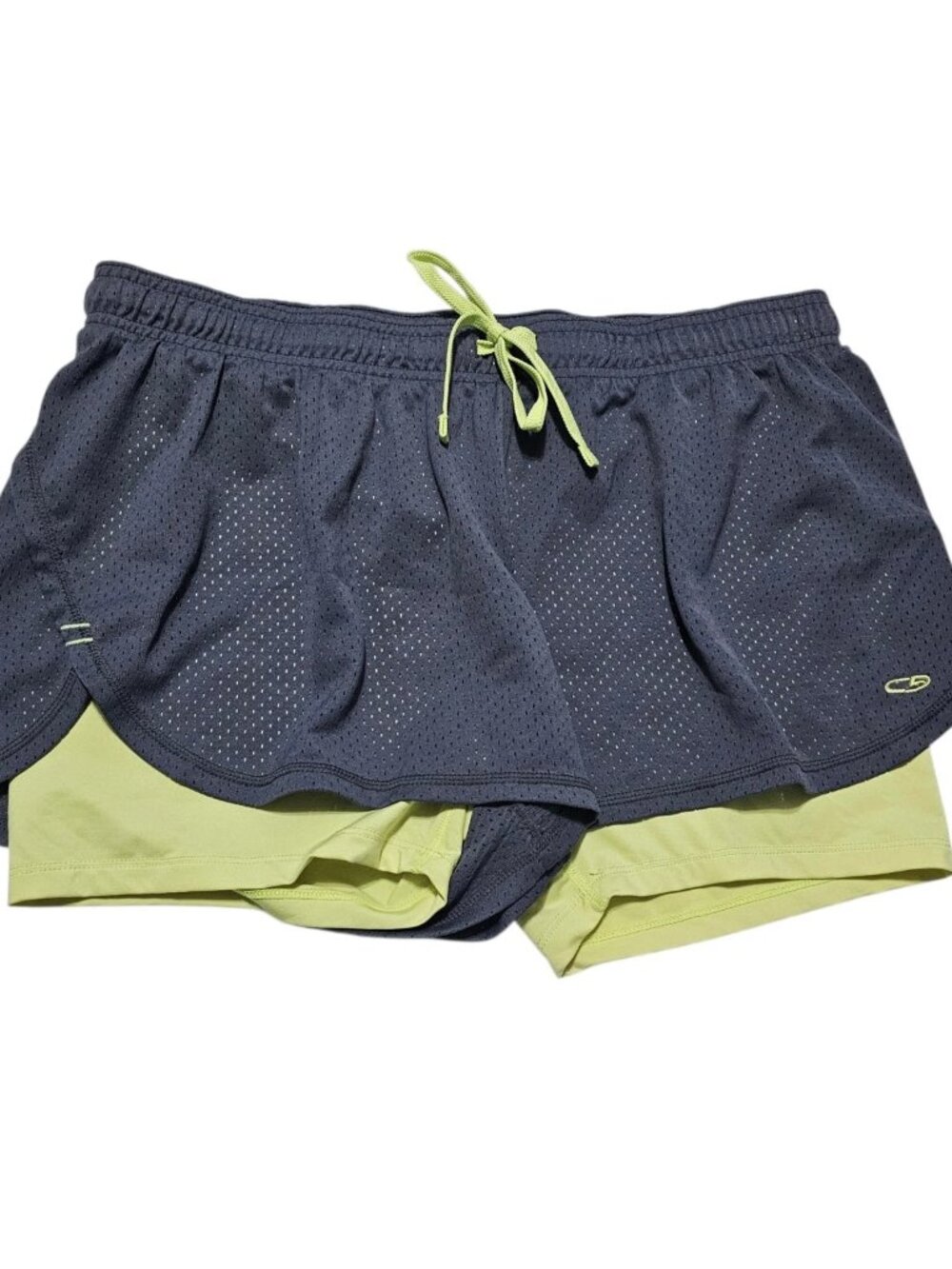 C9 by XL Running Shorts Gray Neon Yellow Liner Mesh Athletic